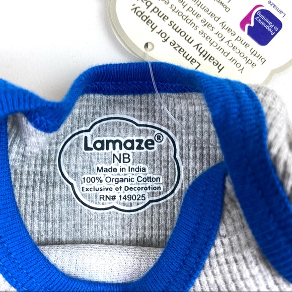 Lamaze Bright Shades Organic Onesie Gray Blue NB - Picture 7 of 9